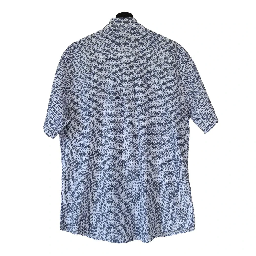Eddie Bauer Men's Classic Fit Repeat Mountain Logo Print Button Dn Shirt Sz LT